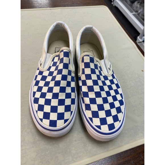 Vans Shoes - Women’s Vans checkered white blue sneakers/shoes size 7